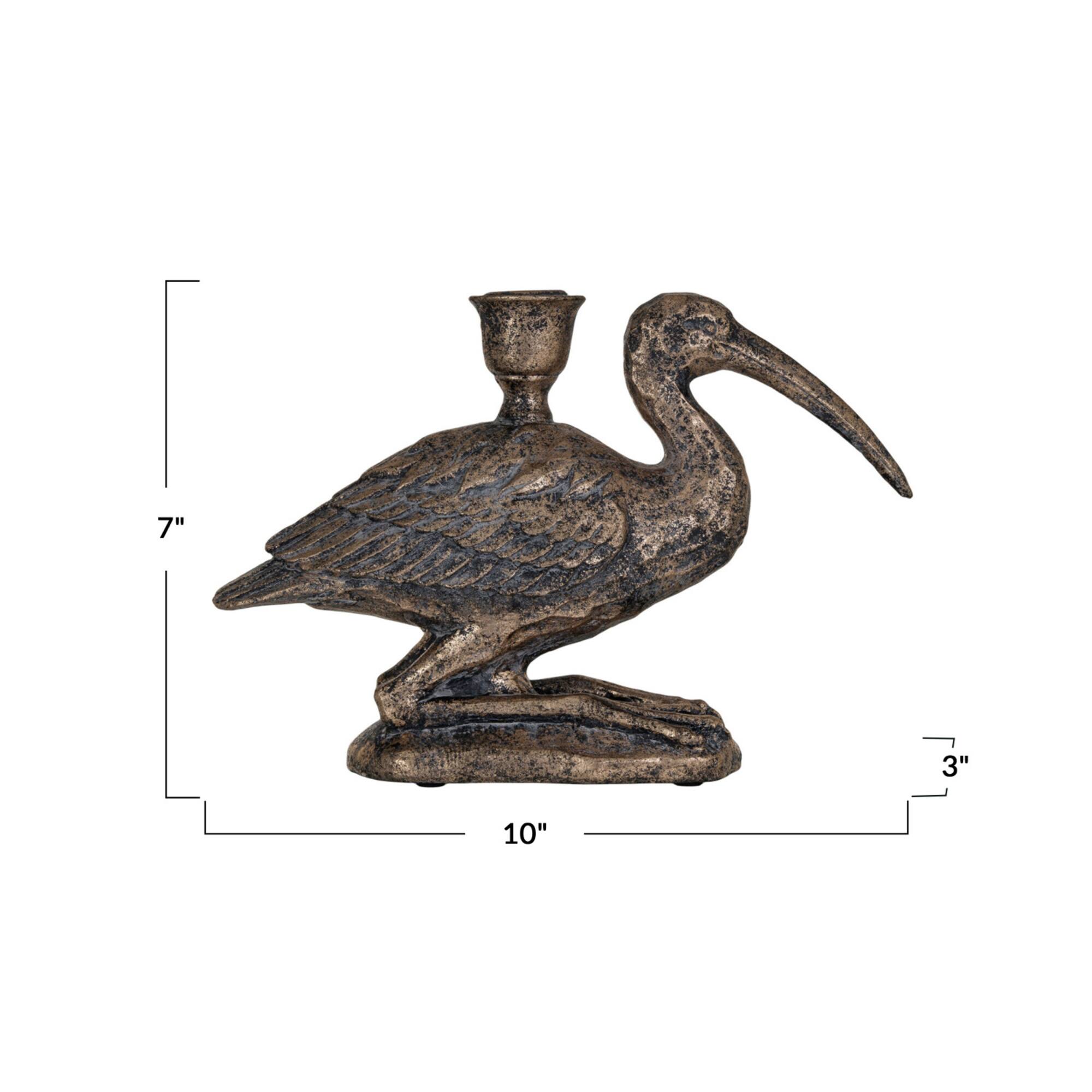 Hello Honey® 10" Distressed Gold Decorative Bird Taper Holder